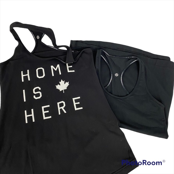 lululemon athletica Tops - Lululemon Bundle of 2 Cool Racerback Black (Home Is Here) & plain black